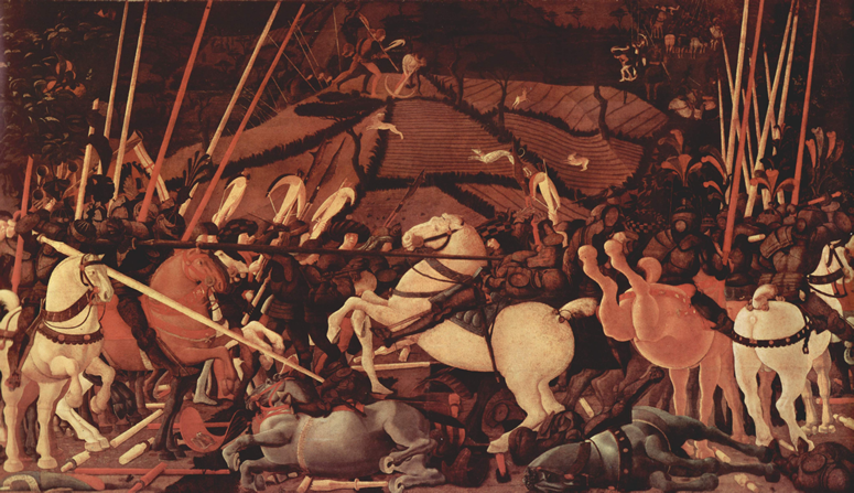 Painting of a condottieri battle by Paolo Uccello