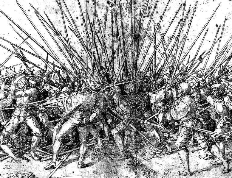 Portrait by Hans Holbine of a Battle of pike men.